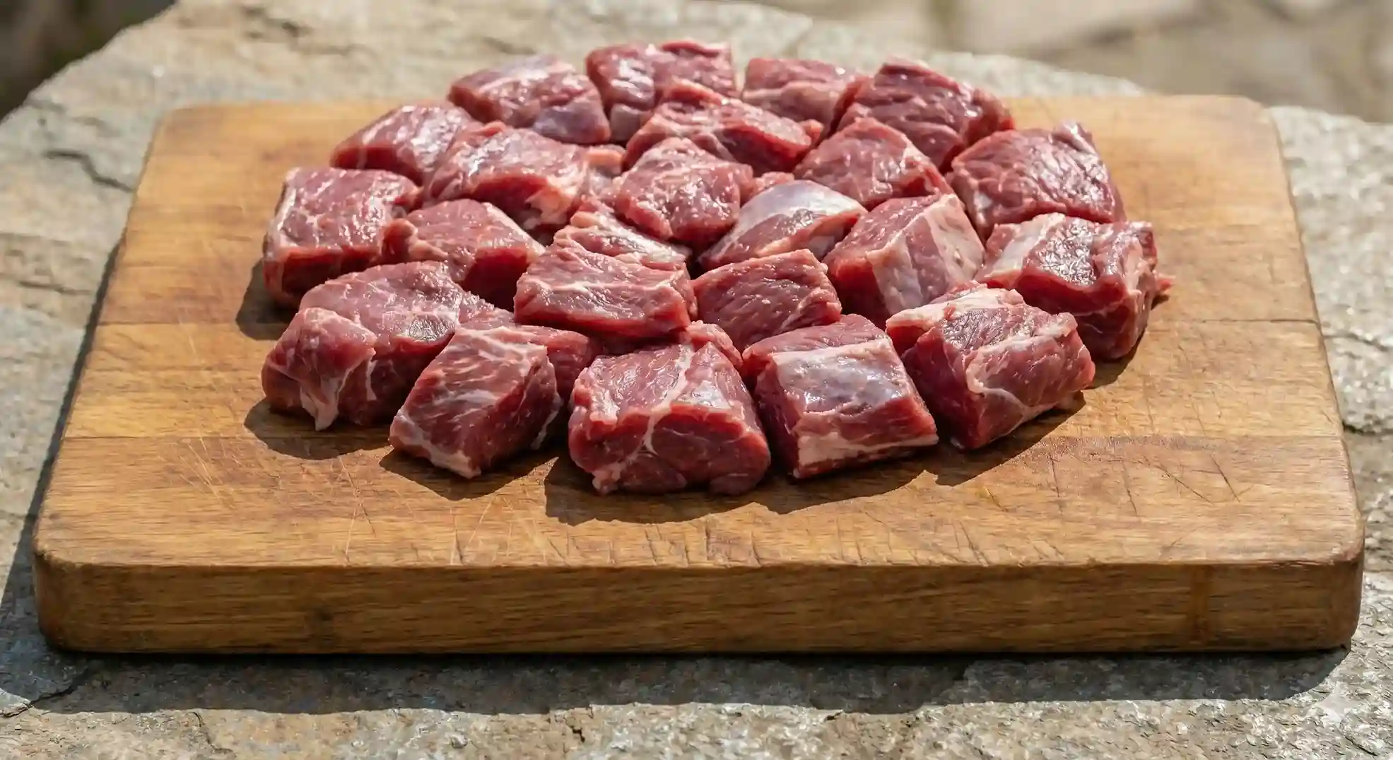 Premium boneless organic mutton pieces for kebabs grills and quick cooking